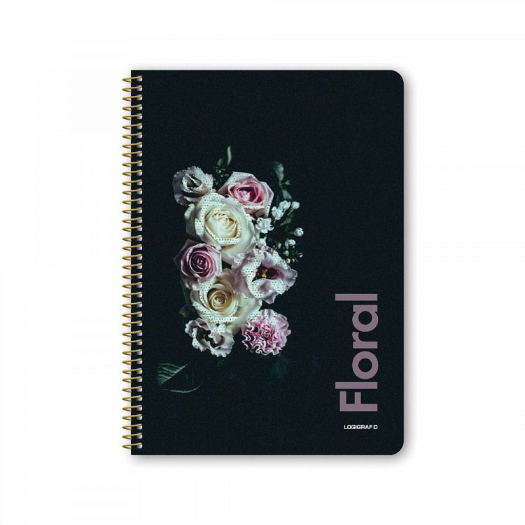 FLORAL Wirelock Notebook B5/17Χ25 2 Subjects 60 Sheets 10pcs