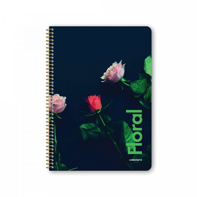 FLORAL Wirelock Notebook B5/17Χ25 2 Subjects 60 Sheets 10pcs