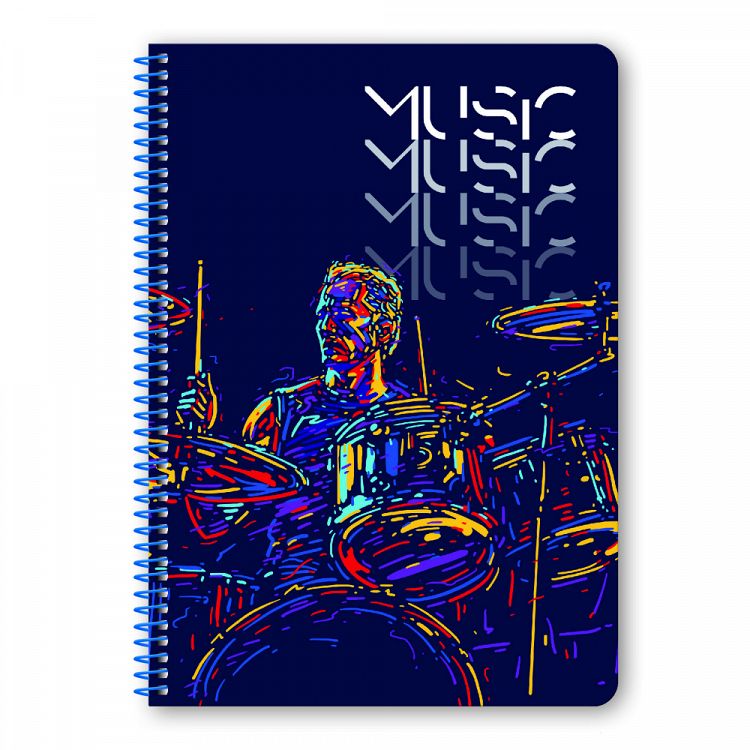 MUSIC Wirelock Notebook A4/21Χ29 3 Subjects 90 Sheets, 4 covers