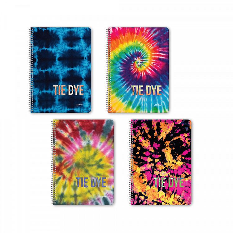 Notebook with Wirelock TIE DYE Rainbow Helix, 6 variations