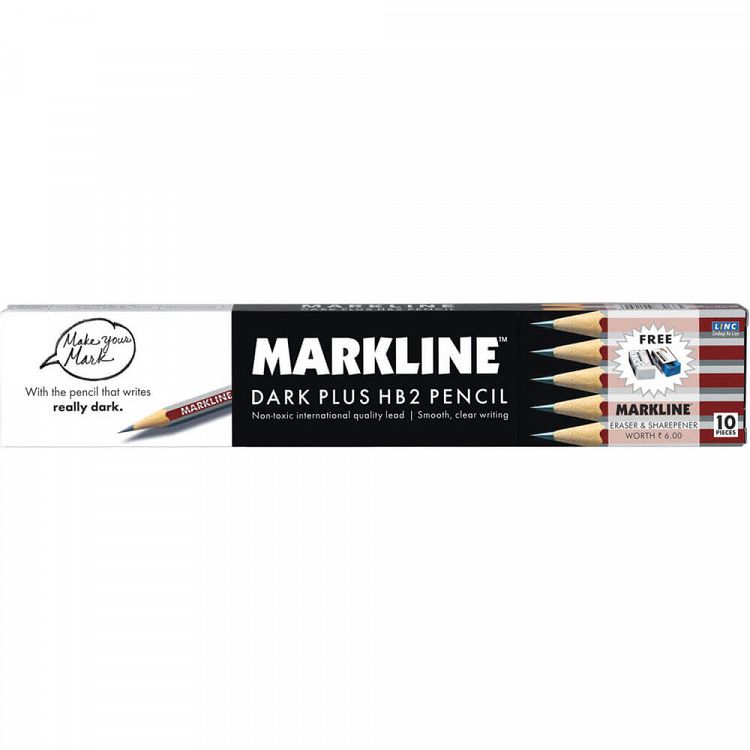Pencil 2HB/Markline, σετ 10τμχ +ΔΩΡΕΑΝ 1 σβήστρα+1 ξύστρα