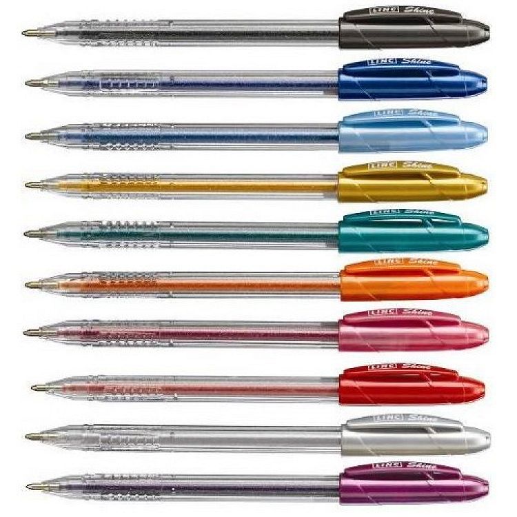 Gel pen LINC Shine Glitter, blister, mix 10 colours