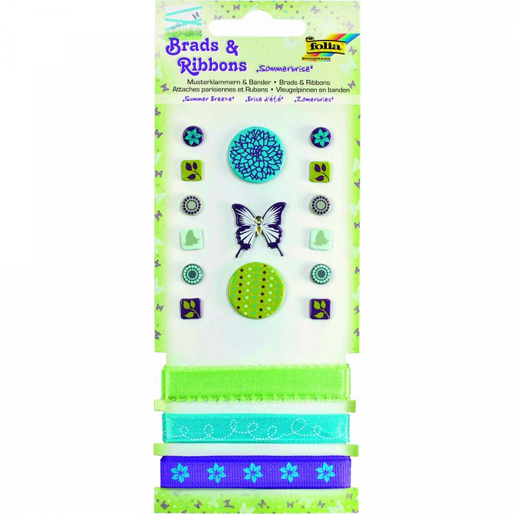Brads & Ribbons with Split-pins Summer Breeze