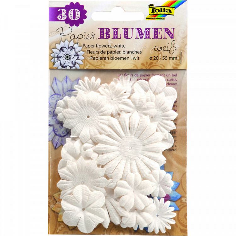 Paper Flowers, White, 30 pcs