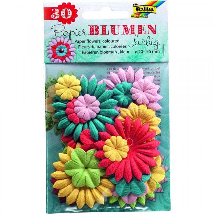 Χάρτινα Λουλούδια, Χρωματιστά, 30 Τεμάχια