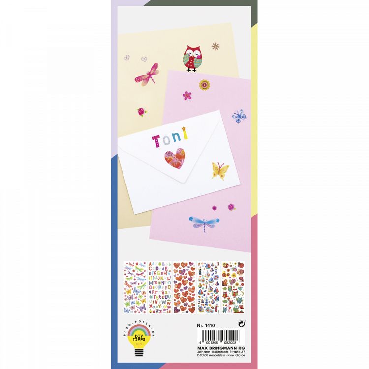 Set Glitter Stickers, 5 Sheets, 10X23 cm, DECODREAMS