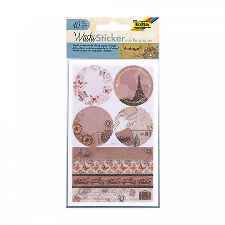 Washi Stickers, 10 sheets 10X15cm VINTAGE