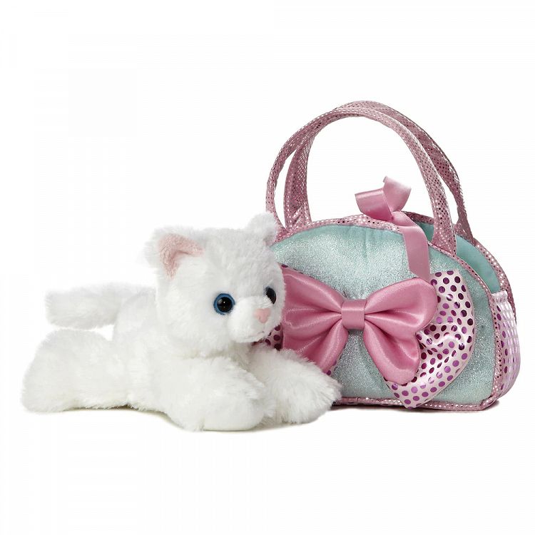 FANCY PALS Cat Icy Blue with Bow Soft Toy 20cm