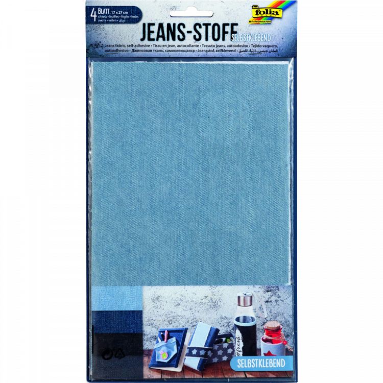 Self-adhesive Jeans Fabric Set of 4 Sheets 17X27 cm
