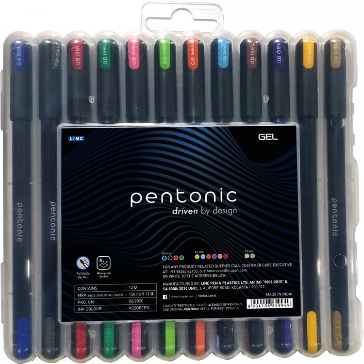 Gel pen LINC Pentonic/12 χρώματα, σετ σε θήκη