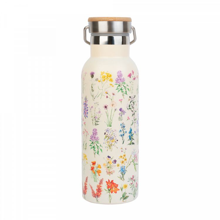 Metallic Bottle with Handle 500ml BOTANICAL Wild Flowers by Kokonote
