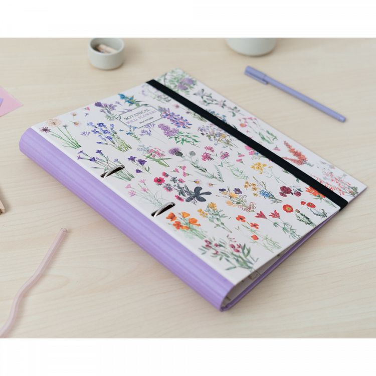 Premium 2 ring File Folder BOTANICAL Wild Flowers by Kokonote