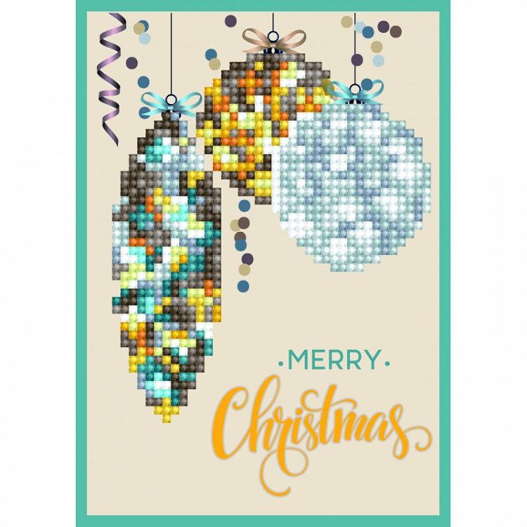 Diamond Dotz Greeting Card Merry Christmas Baubles Antique