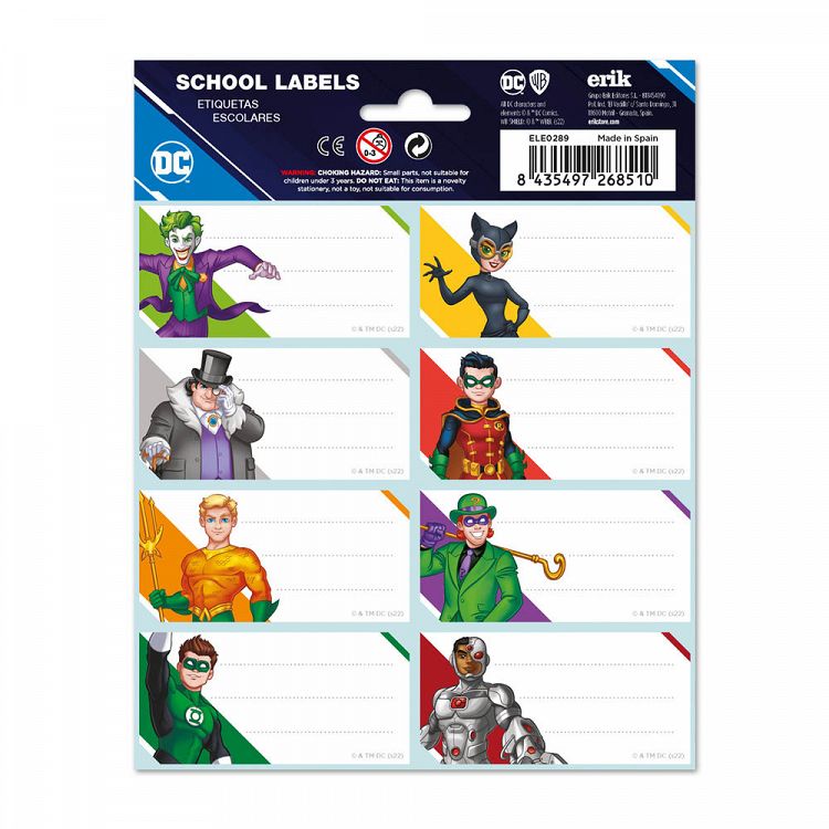 Sticky Labels 8x2 DC COMICS Justice League