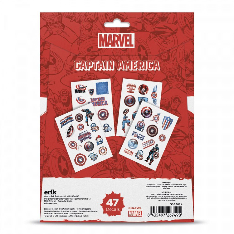 Αυτοκόλλητα Αδιάβροχα και Επαναχρησιμοποιούμενα για Gadgets MARVEL Captain America