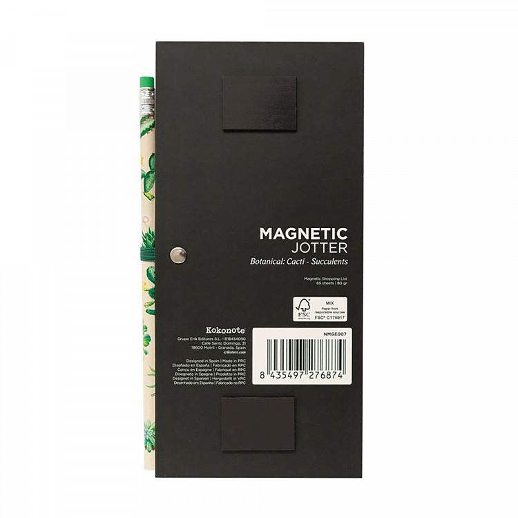 Notes Pad 65sh with Magnet & Pencil BOTANICAL Cacti by Kokonote