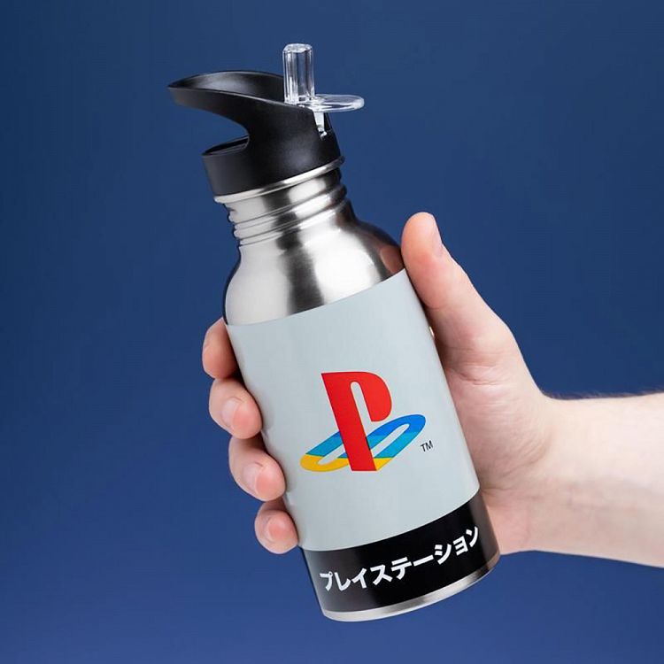 Metallic Water Bottle with Straw 500ml PLAYSTATION Heritage