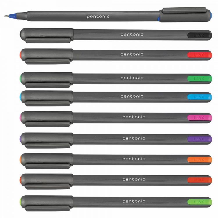 Ball pen LINC Silver Pentonic/brown 1.00mm, 12pcs