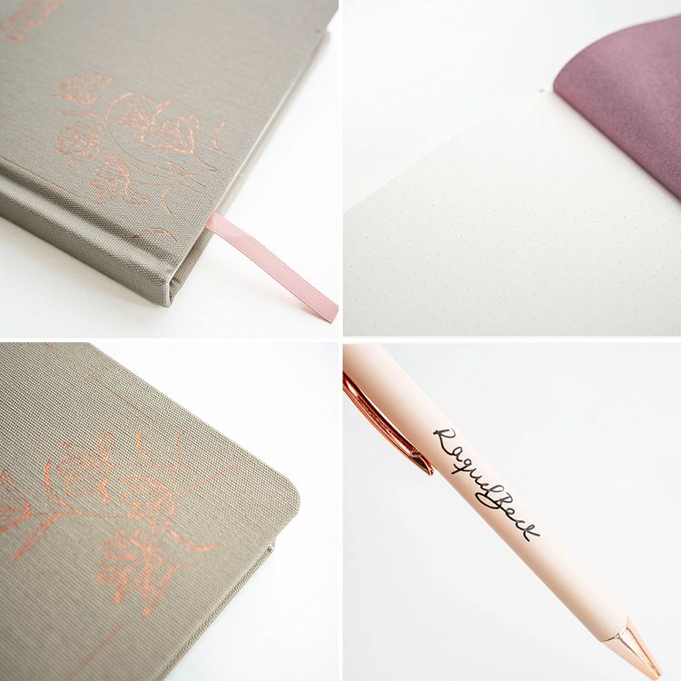 Premium Notebook A5 with 96sh of 100gr and Pen RAQUEL BECK