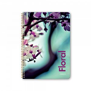 FLORAL Wirelock Notebook B5/17Χ25 2 Subjects 60 Sheets, 6 covers