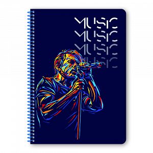 MUSIC Wirelock Notebook A4/21Χ29 2 Subjects 60 Sheets, 4 covers