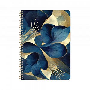 Loginotes SPIRAL LINE BLUE FLOWERS, A5/14X20 Soft Touch 80gr, 90 sheets