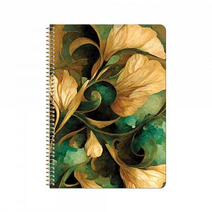Loginotes SPIRAL LINE GOLD FLOWERS, A5/14X20 Soft Touch 80gr, 90 sheets
