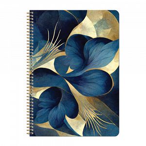 Loginotes Σημειωματάριο SPIRAL LINE BLUE FLOWERS A4/21X29 εκ.