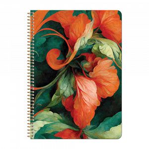 Loginotes SPIRAL LINE RED FLOWERS, A4/21X29 Soft Touch 80gr, 90 sheets
