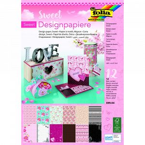 Design Papers Glitter A4, 12pcs 165gr, Sweet