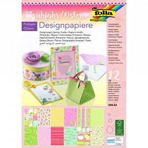 Design Papers Glitter, A4, 12pcs 165gr, Spring/Easter