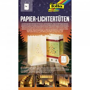 Paper tea light bags, 19x11,5x7cm, 5pcs set, Christmas Tree