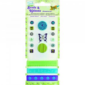 Brads & Ribbons with Split-pins Summer Breeze