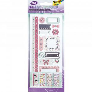 Set Foil  Embossed Stickers, 4 Sheets, 10X23 cm, HARMONY
