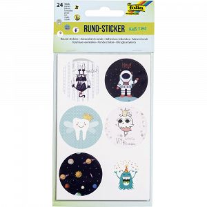 Set 24 Round Stickers, 4 Sheets, 9X14 cm, KIDS TIME