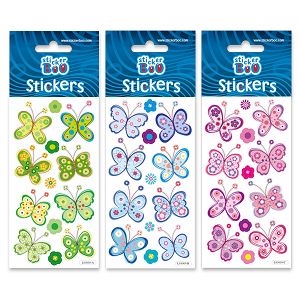 Glitter Stickers 7X18 BUTTERFLIES 6pcs pack