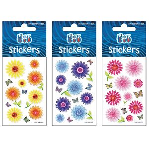 Glitter Stickers 7Χ18 SILVER FLOWERS 6pcs pack