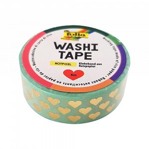 Washi Lace Tape, 15mmX5m, HOTFOIL GOLD HEARTS