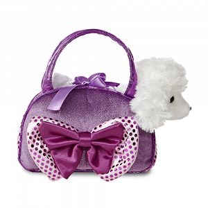 FANCY PALS Poodle Purple with Bow Λούτρινο Σκυλάκι Κανίς σε Τσαντάκι 20εκ