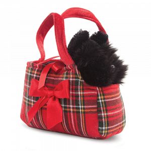 Fancy Pal Scottie in Tartan Bag Λούτρινο Σκυλάκι σε Τσαντάκι Σκωτσέζικο Καρό 20εκ