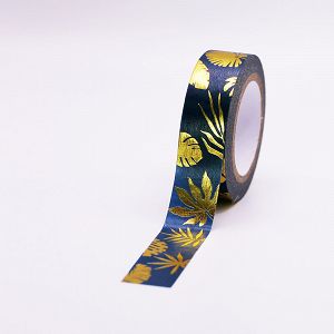 Deco Washi Tape 10m FUNTAPE #10 Gold Leaves in Blue