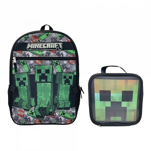 Backpack MINECRAFT Creeper & Lunch Bag 2 Pieces Set Kids
