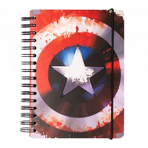 Τετράδιο Σπιράλ με Λάστιχο A5/15X21 με Τελίτσες MARVEL Captain America