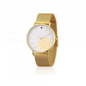 Gold-plated Stainless Steel Wrist Watch DISNEY Beauty and the Beast Enchanted Rose