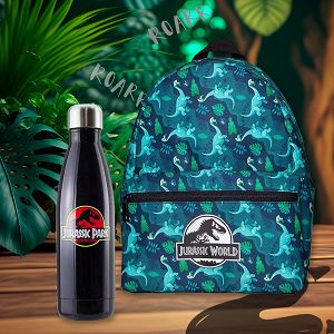 Backpack-Lunch Box Insulated + Metallic Bottle Hot&Cold 500ml JURASSIC PARK