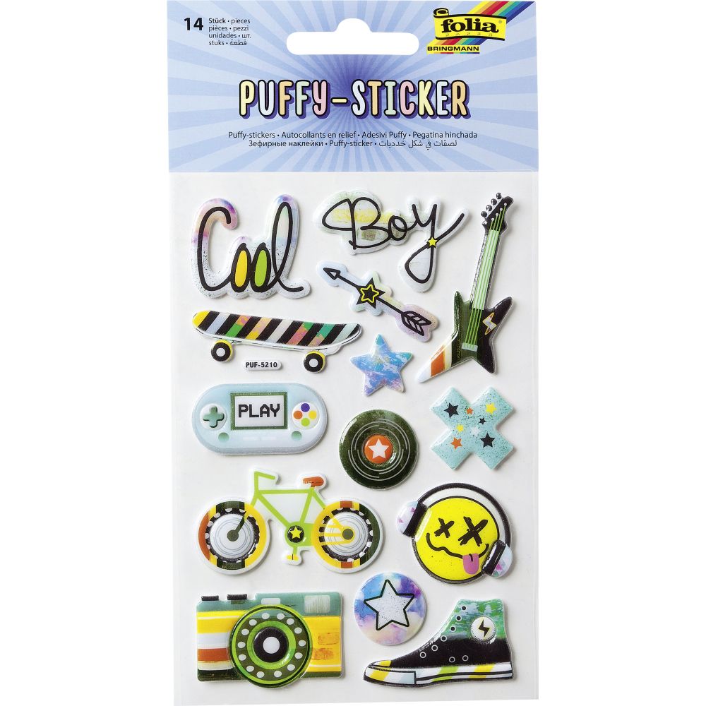 Set 14 Puffy Stickers, 10.5X16cm STAY COOL