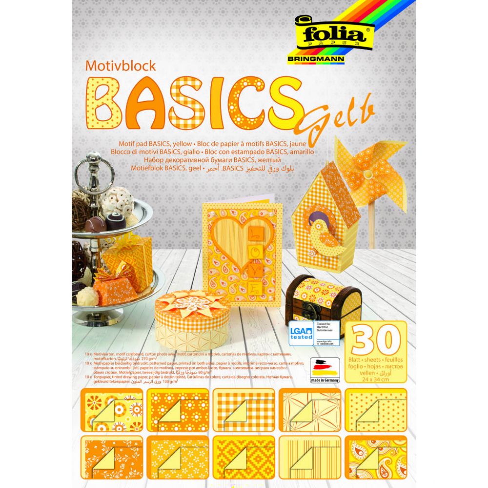 Motif Pad Basics, 24x34 cm, 30 Sheets, yellow
