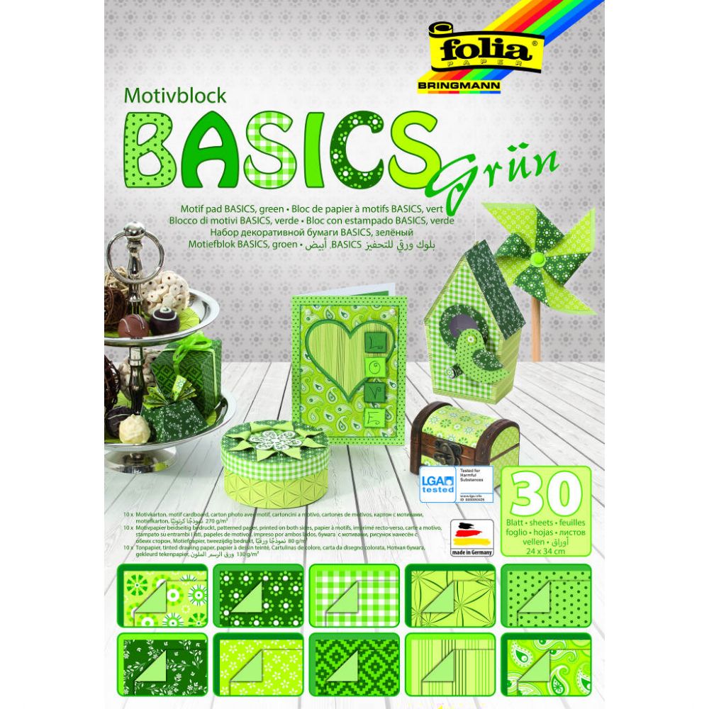Motif Pad Basics, 24x34 cm, 30 Sheets, Green
