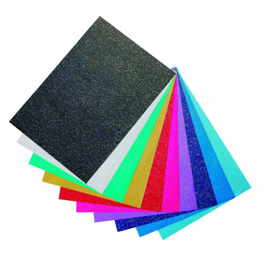 Χαρτόνι Με Glitter, 23Χ33 εκ, 70 γρ, Σετ 10 Χρώματα