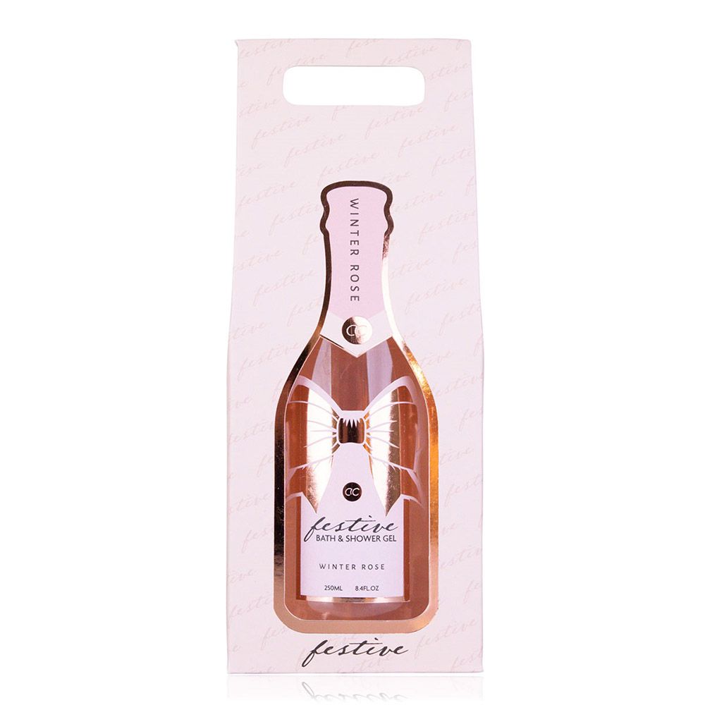 Gel για Ντους και Μπάνιο 250ml σε Συσκευασία Δώρου Ροζ Μπουκάλι Σαμπάνιας FESTIVE